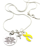 Yellow Ribbon Necklace - I Can Do All Things Through Christ Who Strengthens Me - Rock Your Cause Jewelry