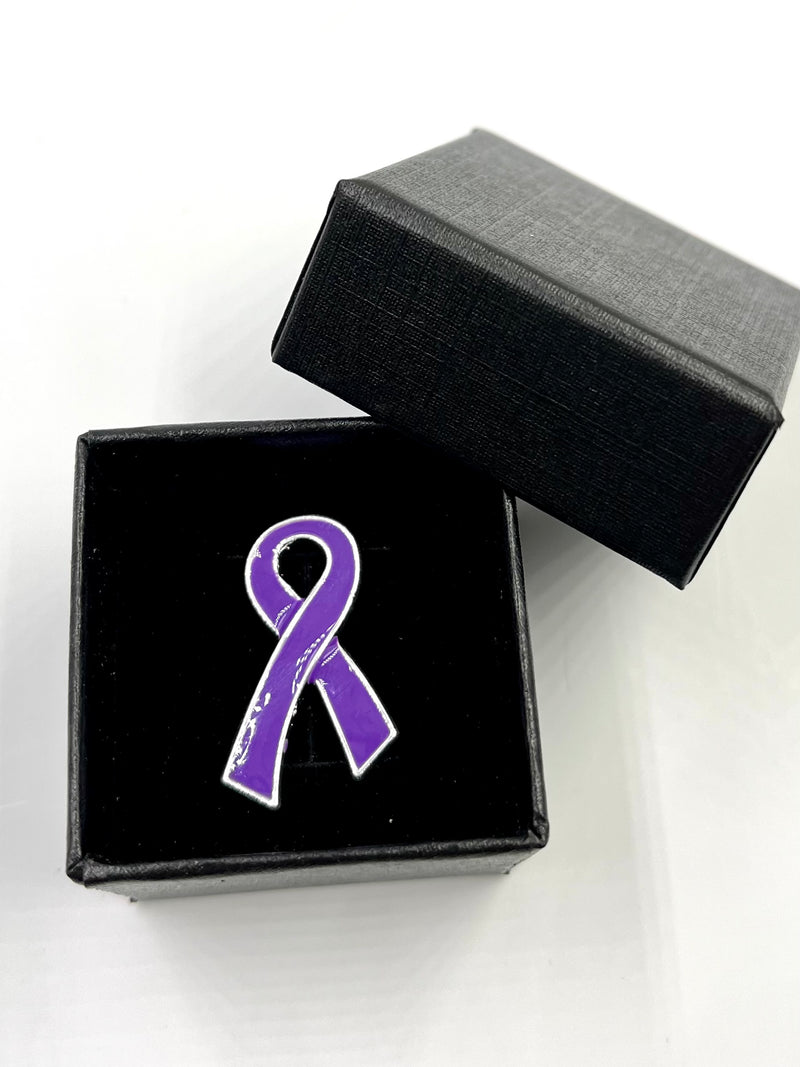 Purple Ribbon / Lapel, Hat, Lab Coat, Laynard Pin - Rock Your Cause Jewelry