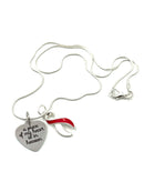Red & White Ribbon - A Piece of my Heart Is In Heaven - Sympathy / Memorial Necklace