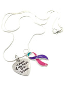 Pink Purple Teal (Thyroid) Awareness Ribbon - A Piece of my Heart is in Heaven / Memorial, Sympathy, Remembrance Gift