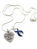 Dark Navy Blue Ribbon Sympathy / Memorial Necklace