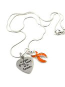 Orange Ribbon Memorial, Sympathy Necklace - A Piece of my Heart is in Heaven