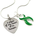 Green Ribbon Sympathy / Memorial Necklace - A Piece of My Heart is in Heaven - Rock Your Cause Jewelry