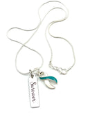 Teal & White Ribbon - Cervical Cancer Survivor Necklace