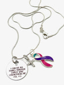 Pink Purple Teal (Thyroid) Ribbon - I Can Do All Things Through Christ