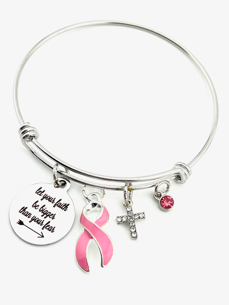 Pink Ribbon Charm Bracelet - Let Your Faith be Bigger than Fear