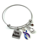 Blue & Purple Ribbon Total Badass Charm Bracelet