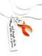 Orange Ribbon Necklace - And Though She Be But Little, She Is Fierce - Rock Your Cause Jewelry