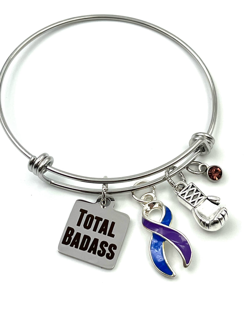 Blue & Purple Ribbon Total Badass Charm Bracelet