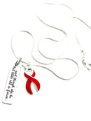 Red Ribbon Necklace - and Though She But Little, She Is Fierce
