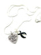 Black Ribbon Sympathy / Memorial Necklace - A Piece of my Heart is in Heaven