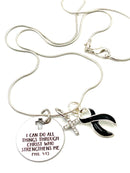 Black Ribbon Necklace - I Can Do All Things Through Christ Phil 4:13