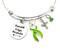 Lime Green Ribbon Bracelet - Let Your Faith Be Bigger Than Your Fear - Rock Your Cause Jewelry