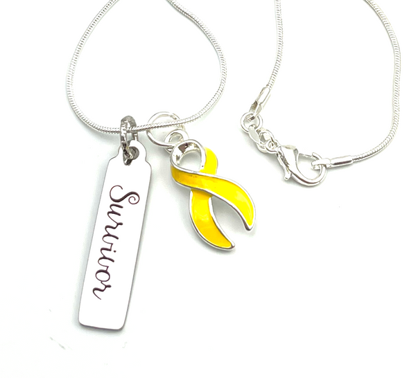 Yellow Ribbon Survivor Necklace - Rock Your Cause Jewelry