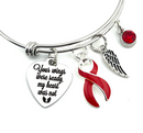 Red Ribbon Sympathy / Memorial Bracelet - Your Wings Were Ready, My Heart Was Not - Rock Your Cause Jewelry
