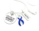 Dark Navy Blue Ribbon Necklace - I Am With You Always / Matthew 28:20 - Rock Your Cause Jewelry