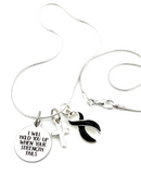 Black Ribbon Necklace - I Will Hold You Up When Your Strength Fails Necklace - Rock Your Cause Jewelry