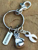 White Ribbon Keychain - Boxing Glove / Warrior Encouragement Gift - Rock Your Cause Jewelry