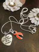 Orange Ribbon Memorial, Sympathy Necklace - A Piece of my Heart is in Heaven - Rock Your Cause Jewelry