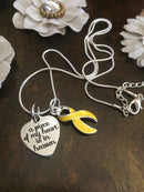 Yellow Ribbon Sympathy Necklace - A Piece of My Heart is in Heaven - Rock Your Cause Jewelry