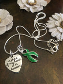 Green Ribbon Sympathy / Memorial Necklace - A Piece of My Heart is in Heaven - Rock Your Cause Jewelry