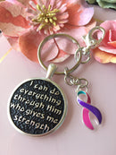 Pick Your Ribbon - I Can Do Everything Keychain / Cancer Survivor Awareness Gift  / Spoonie / Chronic Illness / Surgery Chemo Radiation Gift