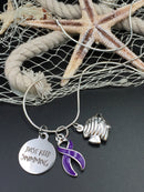 Purple Ribbon Necklace or Bracelet / Just Keep Swimming - Rock Your Cause Jewelry