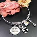 Whiskey in Teacup Bracelet / Cancer Leukemia Lymphoma Melanoma Osteosarcoma Survivor / Chronic Illness Spoonie Awareness - ANY RIBBON Color