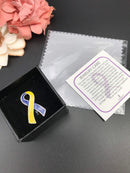 Blue & Yellow Ribbon / Lapel Hat Pin / Down's Syndrome Awareness - Rock Your Cause Jewelry