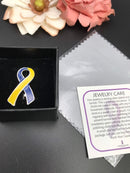 Blue & Yellow Ribbon / Lapel Hat Pin / Down's Syndrome Awareness - Rock Your Cause Jewelry