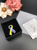 Blue & Yellow Ribbon / Lapel Hat Pin / Down's Syndrome Awareness - Rock Your Cause Jewelry