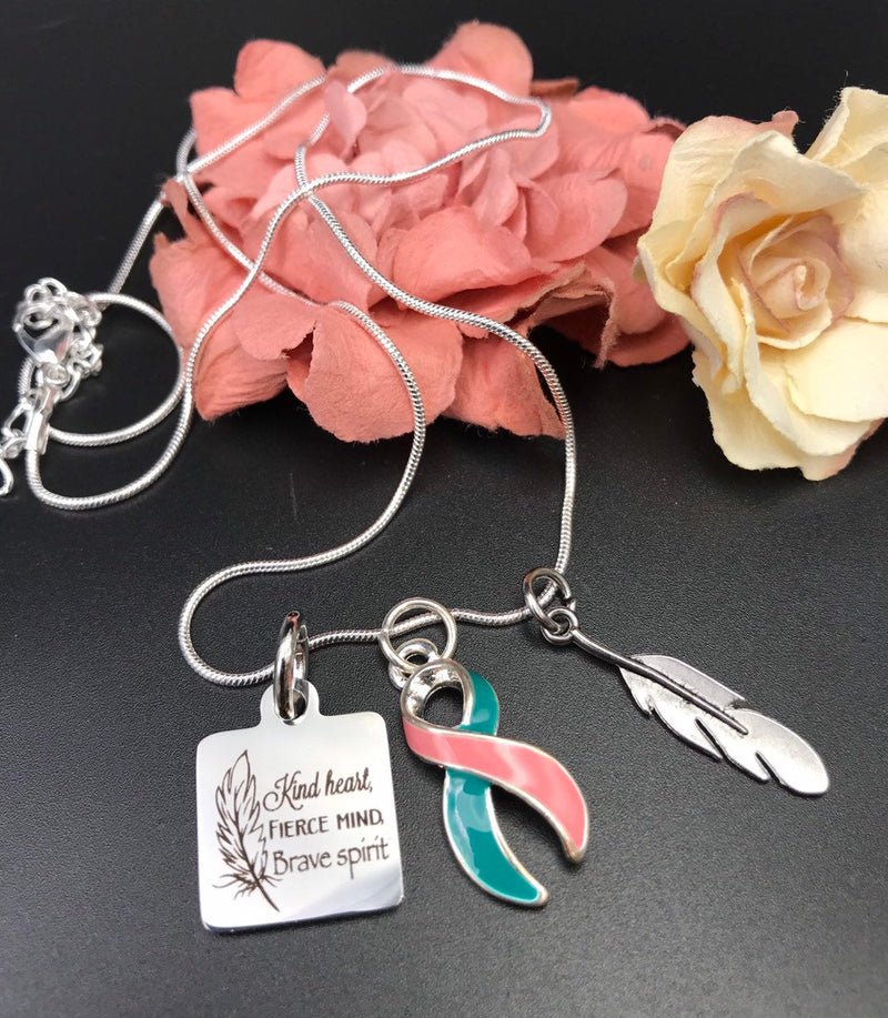 Kind Heart Brave Spirit Necklace / Fighting Cancer, Chronic Illness, Invisible Illness, Rare Disease, Cancer Survivor Spoonie - ANY RIBBON