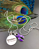 Purple Ribbon Necklace - Nevertheless, She Persisted - Rock Your Cause Jewelry