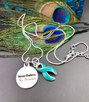 Teal Ribbon Necklace - Nevertheless, She Persisted - Rock Your Cause Jewelry