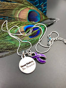 Purple Ribbon Necklace - Nevertheless, She Persisted - Rock Your Cause Jewelry