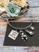 Zebra Ribbon Charm Bracelet - Never Ever Give Up - Rock Your Cause Jewelry