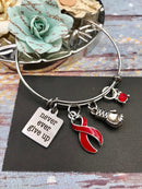 Red Ribbon Charm Bracelet - Never Ever Give Up - Rock Your Cause Jewelry