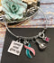 Pink & Teal (Previvor) Ribbon Charm Bracelet - Never Ever Give Up - Rock Your Cause Jewelry