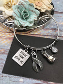 Never Ever Give Up Charm Bracelet / Cancer Survivor Awareness Gift, Chronic Illness, Spoonie / Surgery Gift - Pick ANY RIBBON Color