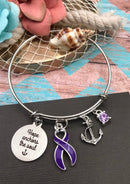 Purple Ribbon Charm Bracelet - Hope Anchors the Soul - Rock Your Cause Jewelry
