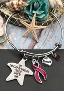 Burgundy Ribbon Charm Bracelet - You Can't Stop the Waves but You Can Learn To Surf - Rock Your Cause Jewelry