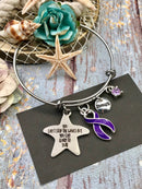 Purple Ribbon Starfish Charm Bracelet - You Can't Stop the Waves, But You Can Learn to Surf - Rock Your Cause Jewelry