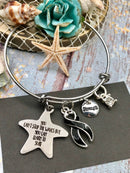 Black Ribbon Charm Braclet - You Can't Stop the Waves, But You Can Learn to Surf - Rock Your Cause Jewelry