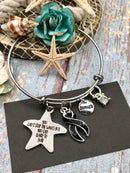 Black Ribbon Charm Braclet - You Can't Stop the Waves, But You Can Learn to Surf - Rock Your Cause Jewelry