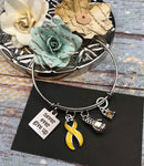 Yellow Ribbon Charm Bracelet - Never Ever Give Up - Rock Your Cause Jewelry