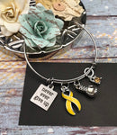 Yellow Ribbon Charm Bracelet - Never Ever Give Up - Rock Your Cause Jewelry