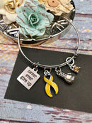 Yellow Ribbon Charm Bracelet - Never Ever Give Up - Rock Your Cause Jewelry