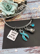 Never Ever Give Up Charm Bracelet / Cancer Survivor Awareness Gift, Chronic Illness, Spoonie / Surgery Gift - Pick ANY RIBBON Color