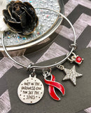 Red Ribbon Charm Bracelet - Only in Darkness Can We See The Stars - Rock Your Cause Jewelry