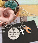 Peach Ribbon Necklace - With God All Things are Possible Necklace - Rock Your Cause Jewelry